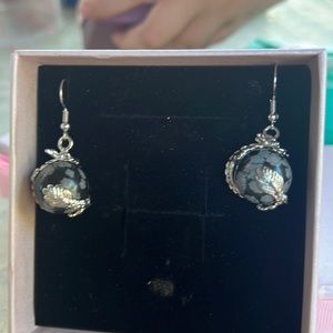 Beautiful snowflake obsidian set